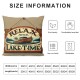 Vintage Retro Style Relax You're on Lake Time Boat and Paddle Pattern Linen Throw Pillow Case Cushion Cover for Sofa Home Decorative Square 