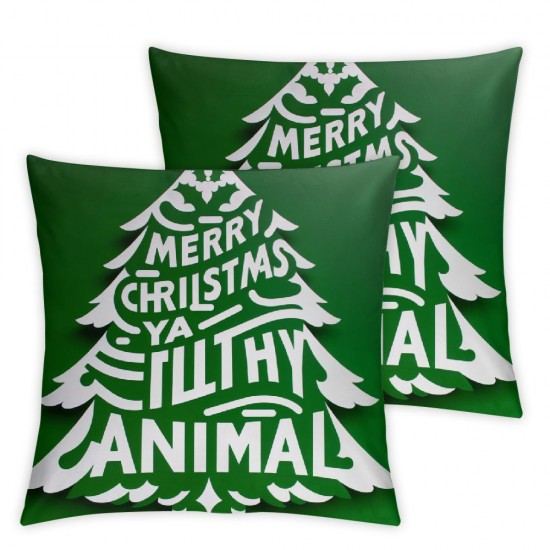  Throw Pillow Cover Christmas Tree with Funny Quote Decorative Pillow Case Farmhouse Holiday Cushion Cover for Couch Sofa, 