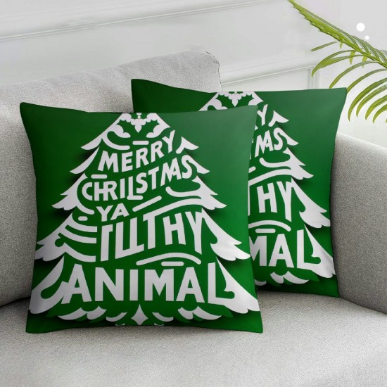  Throw Pillow Cover Christmas Tree with Funny Quote Decorative Pillow Case Farmhouse Holiday Cushion Cover for Couch Sofa, 