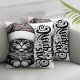 Christmas Animals Throw Pillow Cover Santa Hat Dog and Glasses Cat with Greeting Quote Square Pillowcases for Sofa Bedroom Decor