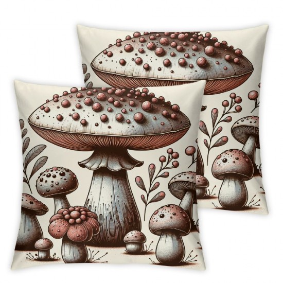 Home Decorative Pillowcase Mushroom Series Spring Throw Pillow Case Square Super Soft Cushion Cover for Sofa Bed Chair Couch Living Room Decoration 