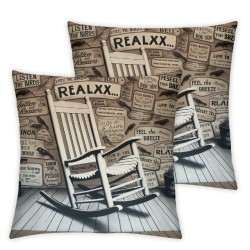 Porch Rules Lettering Pillow Covers Rocking Chair with Retro Colorful Wooden Board Bachground Pillowcase Home Farmhouse Decor Outdoor Pillowcases for Patio Furniture "