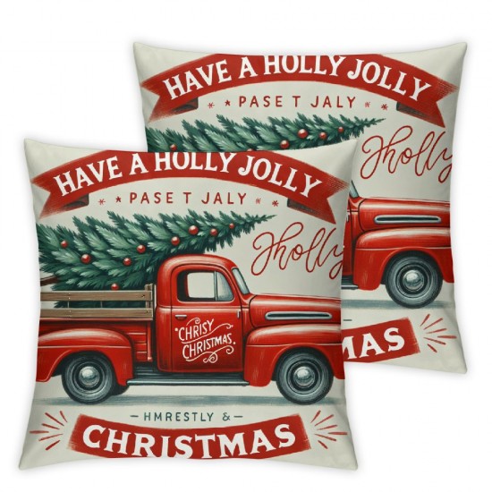 Christmas Pillow Covers Have Christmas with Christmas Tree Sign Winter Holiday Home Décor Cushion Case )