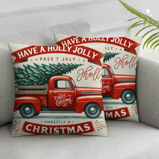 Christmas Pillow Covers Have Christmas with Christmas Tree Sign Winter Holiday Home Décor Cushion Case )