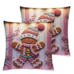 Pink Christmas Pillow Covers Pink and White Striped Throw Pillow Covers Decorative Pillow Cases for Winter Holiday Home Sofa Outdoor