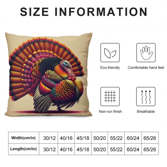 Thanksgiving Pillowcase Pillow Covers Home Decor Turkey with Pumpkin Printed Cushion Case Celebration