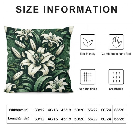 Blooming Flowers Farmhouse Decorative Throw Pillow Covers Blue Hydrangea Lily Lisianthus Bird of Paradise Linen Cushion Case Home Decor Square Accent Pillow Case, 