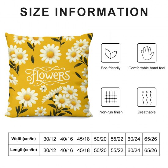 Hello Spring Flowers Pillow Covers White Daisy Outdoor Spring Pillows Decorative Throw Pillows Yellow Pillowcase Farmhouse Pillow Covers Spring Decorations for Home