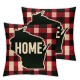  Home Quote Creative Pattern Design Pillow Covers Black Red Buffalo Checkers Plaid Background Super Soft Decorative Cushion Cover Pillowcase 