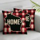  Home Quote Creative Pattern Design Pillow Covers Black Red Buffalo Checkers Plaid Background Super Soft Decorative Cushion Cover Pillowcase 