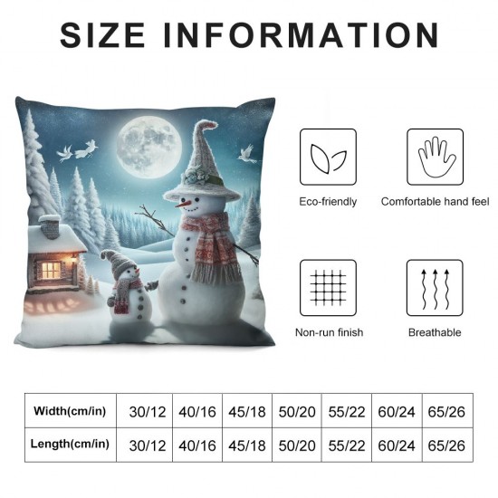 Merry Christmas Snowman Rides in A Sleigh Decorative Throw Pillow Case Cushion Cover Pillow Case Pillow Covers, Blue Christmas