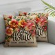 Spring Flower Pillow Covers  Hawaii Hibiscus Flowers with Home Sweet Home Quote Summer Pillows Decorative Throw Pillows Cushion Covers for Sofa Couch