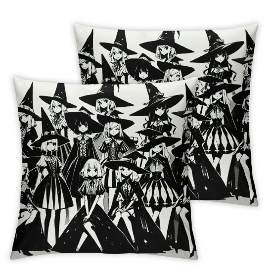  Halloween Pillow Covers Halloween Witch Pillowcase Holiday Farmhouse Throw Pillows Indoor Outdoor Couch Cushion Case for Home Sofa Decor