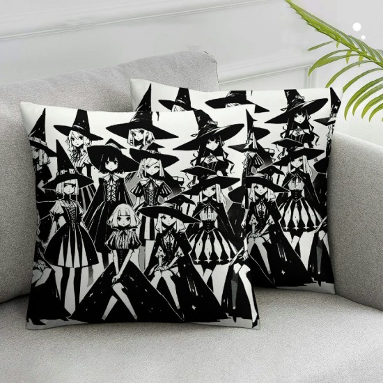  Halloween Pillow Covers Halloween Witch Pillowcase Holiday Farmhouse Throw Pillows Indoor Outdoor Couch Cushion Case for Home Sofa Decor