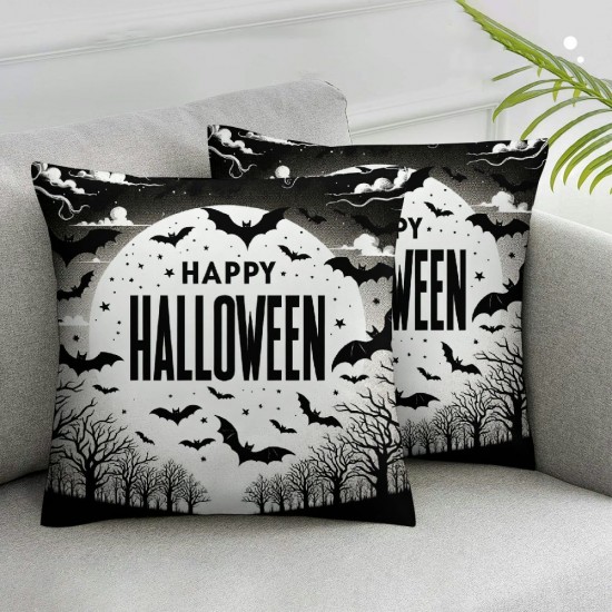 Halloween Pillow Cover Happy Halloween Black Pillowcase Decorative Holiday Farmhouse Throw Pillows Indoor Outdoor Couch Cushion Case for Home Sofa Decor