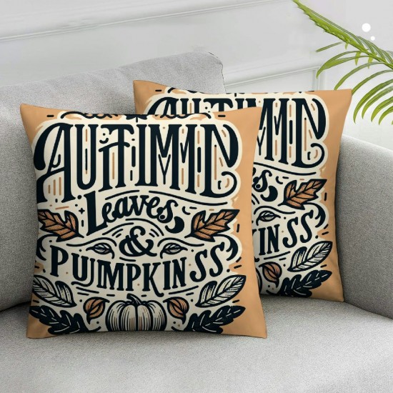  Fall Pillow Covers Autumn Leaves and Pumpkin Please Throw Pillowcase Pumpkins Leaf Thanksgiving Holiday Home Decor Sofa Bedroom Cushion Case Outdoor Indoor Decorations