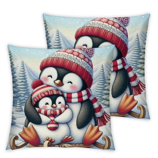  Christmas Pillow Covers Snowman Throw Pillow Covers Winter Pillowcase Home Decor Living Room House Decorative Cushion Case for Sofa Couch