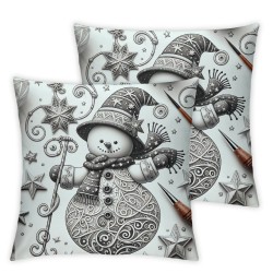  Christmas Pillow Covers Snowman Throw Pillow Covers Black and White Pillowcase Modern Home Decor Living Room Decorative Cushion Case for Sofa Couch