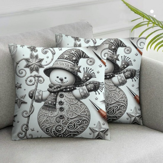  Christmas Pillow Covers Snowman Throw Pillow Covers Black and White Pillowcase Modern Home Decor Living Room Decorative Cushion Case for Sofa Couch