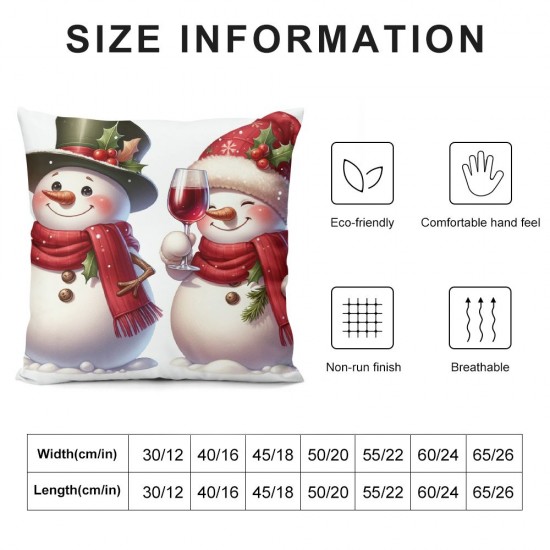  Christmas Pillow Covers  Funny Snowman Throw Pillow Covers Farmhouse Xmas Winter Pillowcase Home Decor Living Room House Decorative Cushion Case for Sofa Couch