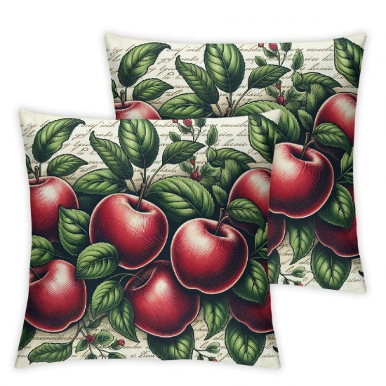  Apples Harvest Throw Pillow Covers Decorative Pillow Cases Fruit Garden Orchard Autumn Square  Pillowcase Vintage Flower Decor Cushion Cover 