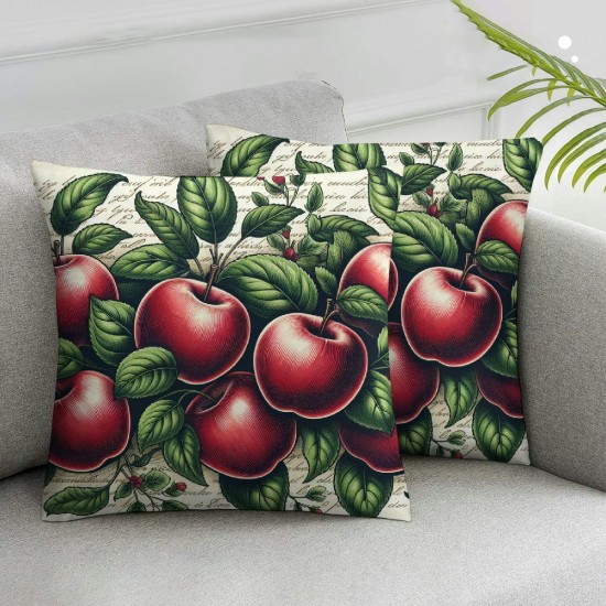  Apples Harvest Throw Pillow Covers Decorative Pillow Cases Fruit Garden Orchard Autumn Square  Pillowcase Vintage Flower Decor Cushion Cover 