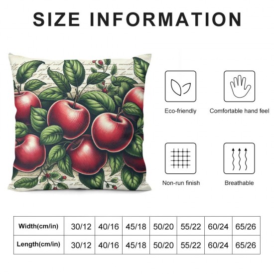  Apples Harvest Throw Pillow Covers Decorative Pillow Cases Fruit Garden Orchard Autumn Square  Pillowcase Vintage Flower Decor Cushion Cover 