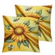 Hello Pillow Covers Summer Sunflower Bee Square Pillow Cases Linen Yellow Cushion Cover for Outdoor Front Porch Patio Sofa Couch