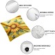 Hello Pillow Covers Summer Sunflower Bee Square Pillow Cases Linen Yellow Cushion Cover for Outdoor Front Porch Patio Sofa Couch