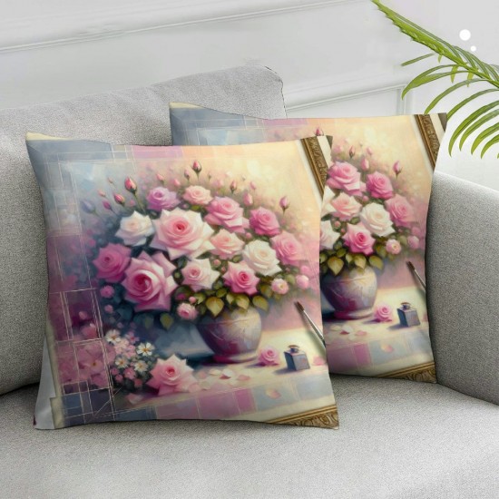 Throw Pillow Cover French Perfume Floral Hand Drawn Watercolor Trend Aroma Design Square Pillowcase for Home Decor  Cushion Case