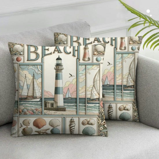  Theme Throw Pillow Covers Beach Pillow Covers Decorative Pillow Cases Home Decor Square 