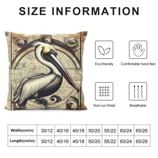 Nautical Theme Pelican Animal Throw Pillow Covers Retro Compass Sailboat Lighthouse Outdoor Decor Pillow Covers Wooden Background Cushion Cover 