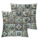 ShareJ Throw Pillow Cover Mexican Tiles Flower Blue Pottery Floral Design Cushion Case Home Decor Pillowcase (Mexican Tiles Set)