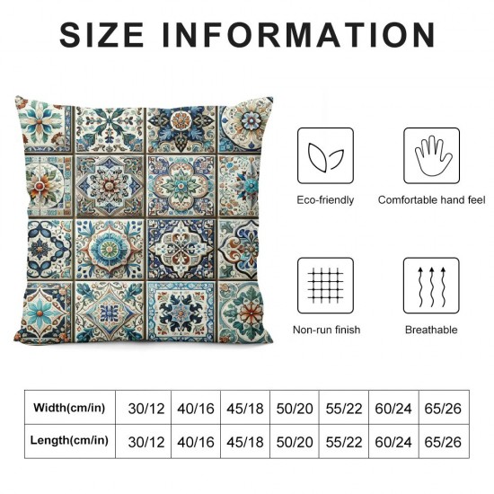 ShareJ Throw Pillow Cover Mexican Tiles Flower Blue Pottery Floral Design Cushion Case Home Decor Pillowcase (Mexican Tiles Set)