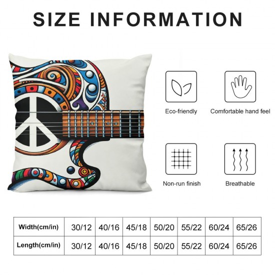  Throw Pillow Covers Electric Guitar Decorative Pillow Cases Modern Home Decor Square Pillowcases