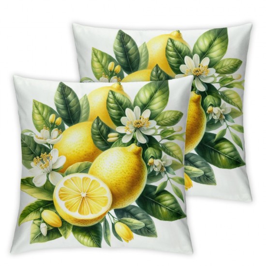 Summer Lemon Decorative Pillow Covers Outdoor Lemon Flower Leaf Truck Plaid Throw Pillow Case Home Sweet Home Cushion Cover for Sofa Couch 