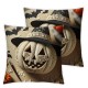 Happy Halloween Pillow Covers  Witch Hat with Evil Pumpkin Maple Leaf Bat Decorative Pillow Case Vintage Halloween Decorations for Home Sofa Couch (Evil Pumpkin,