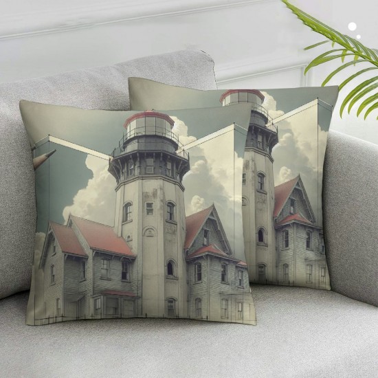 =Decorative Pillow Cover Waiting Lighthouse Throw Pillow Cases Home Decor Indoor Gift Kitchen Garden Sofa Bedroom Car Living Room=Super Soft Pillowcase