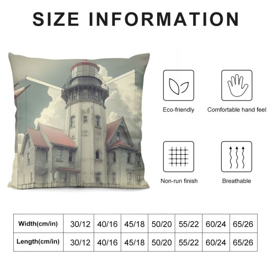 =Decorative Pillow Cover Waiting Lighthouse Throw Pillow Cases Home Decor Indoor Gift Kitchen Garden Sofa Bedroom Car Living Room=Super Soft Pillowcase