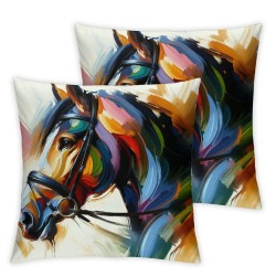  Throw Pillow Covers Horse Western Oil Painting Vintage Wild Decorative Pillow Cases Home Decor Square Pillowcases (Western Horse)