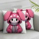 Happy Pillow Covers Decorations Pink Stripes Throw Pillows Cute Rabbit Bunny Cushion Case for Couch Sofa Bed Home Car