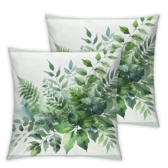 Green Plant Leaf Pillow Covers  Linen Watercolor Eucalyptus Leaves Decorative Pillow Case Spring Summer Decorations for Home Sofa Couch