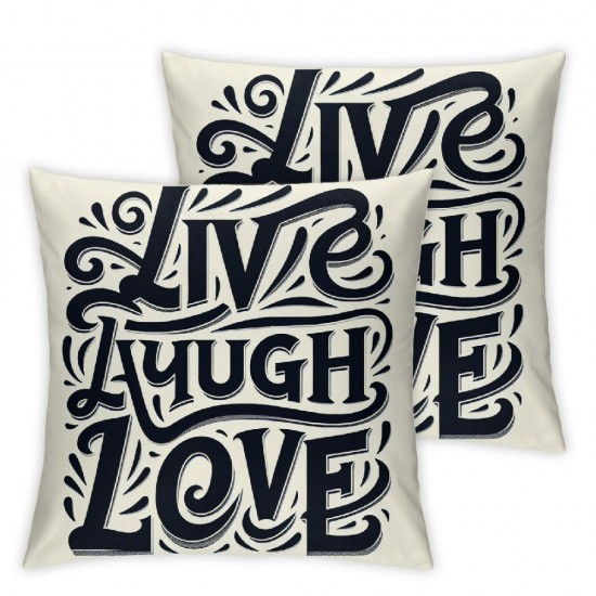 Live Laugh Love Motivational Sign  Home Decorative Throw Pillow Covers Cushion Case with Words for Book Lover Sofa Couch 