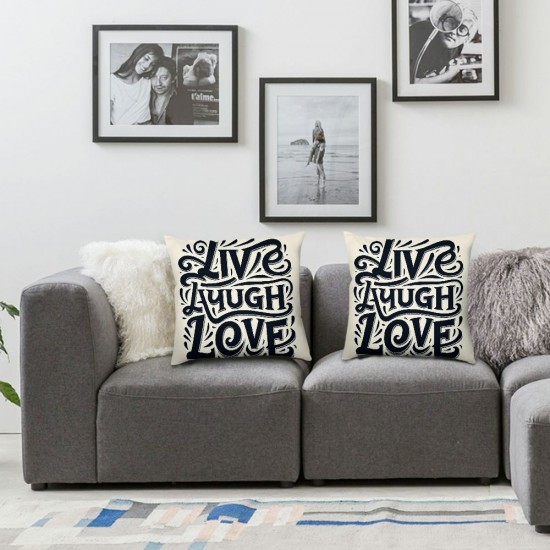 Live Laugh Love Motivational Sign  Home Decorative Throw Pillow Covers Cushion Case with Words for Book Lover Sofa Couch 