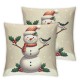 Hello Snowman Pillow Covers Bird's Nest Decor Retro Holiday Throw Pillow Covers for Christmas Decorations (Snowman Theme