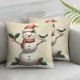 Hello Snowman Pillow Covers Bird's Nest Decor Retro Holiday Throw Pillow Covers for Christmas Decorations (Snowman Theme