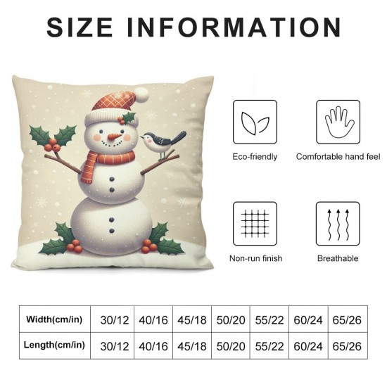 Hello Snowman Pillow Covers Bird's Nest Decor Retro Holiday Throw Pillow Covers for Christmas Decorations (Snowman Theme