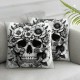 Halloween Skull Pillow Covers Square Decor Black with Flower Butterfly Decoration Throw Pillow Case Cushion Cover for Kitchen Sofa (Skull,