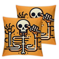  Halloween Pillow Covers  Boot Spookin' Boogie Pillowcase Dancing Skeleton Holiday Farmhouse Throw Pillows Indoor Outdoor Couch Cushion Case for Home Sofa Decor