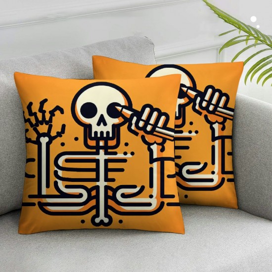  Halloween Pillow Covers  Boot Spookin' Boogie Pillowcase Dancing Skeleton Holiday Farmhouse Throw Pillows Indoor Outdoor Couch Cushion Case for Home Sofa Decor